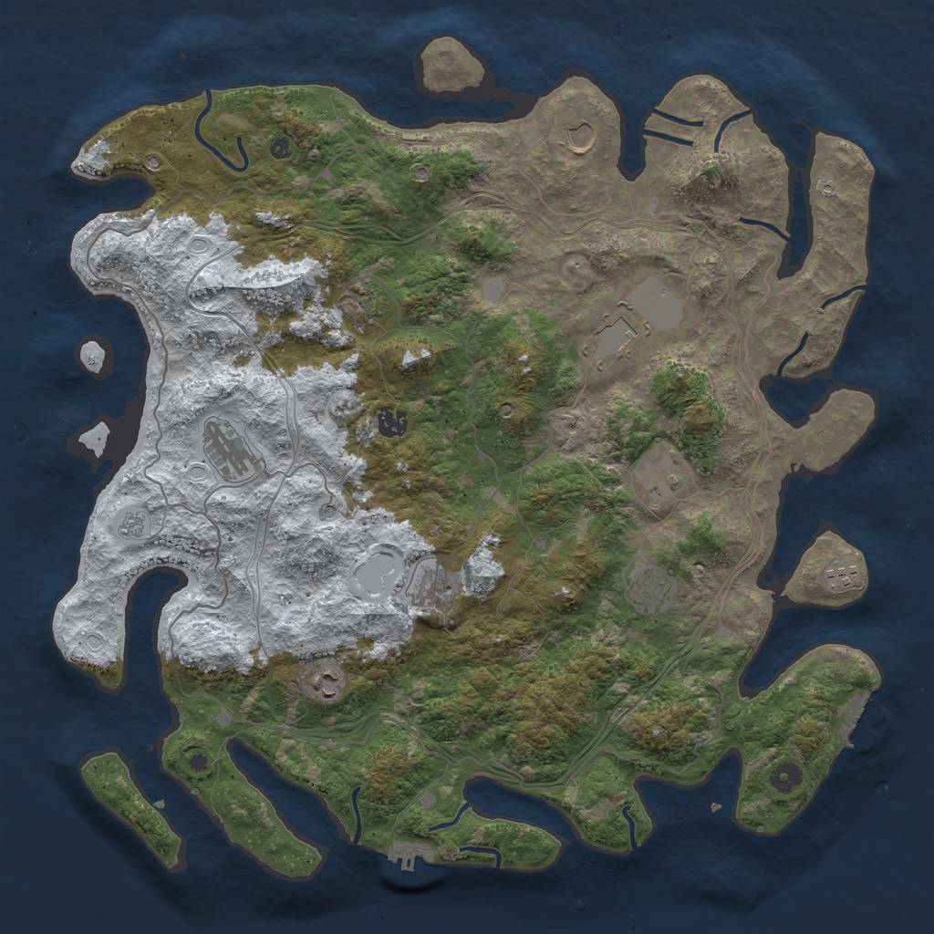 Rust Map: Procedural Map, Size: 4500, Seed: 4721241, 19 Monuments