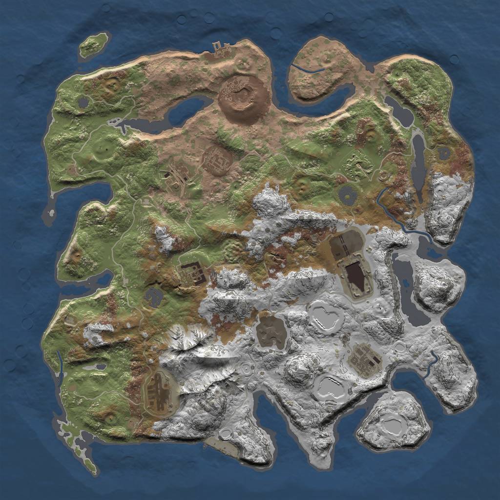 Rust Map: Procedural Map, Size: 4000, Seed: 84, 16 Monuments