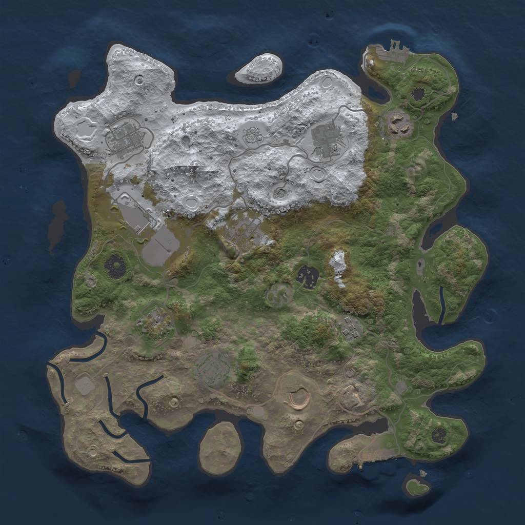 Rust Map: Procedural Map, Size: 3500, Seed: 5643, 19 Monuments