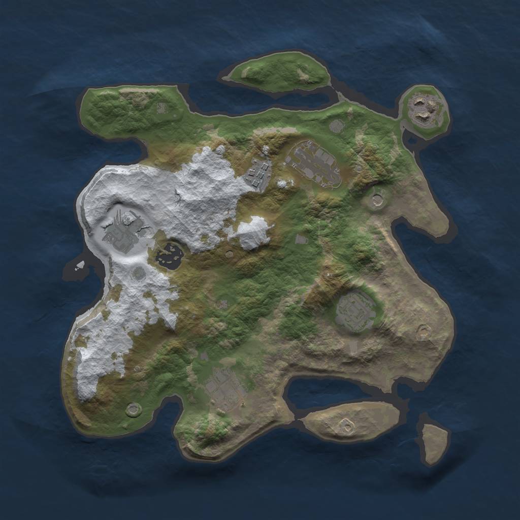 Rust Map: Barren, Size: 3000, Seed: 18357, 10 Monuments