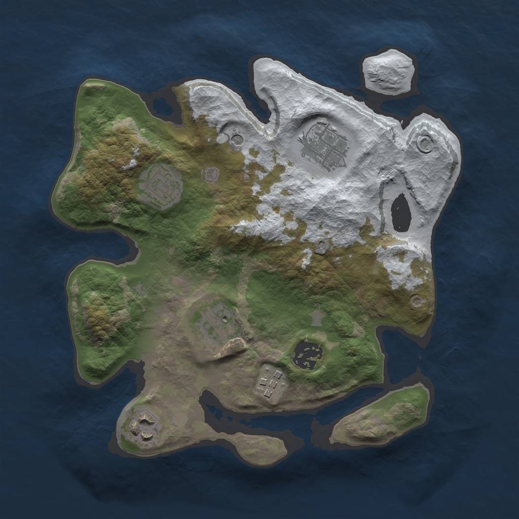 Rust Map: Barren, Size: 2700, Seed: 1322945975, 9 Monuments