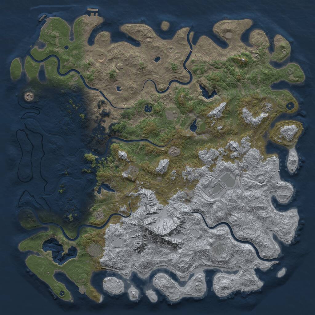 Rust Map: Procedural Map, Size: 6000, Seed: 106756246, 17 Monuments