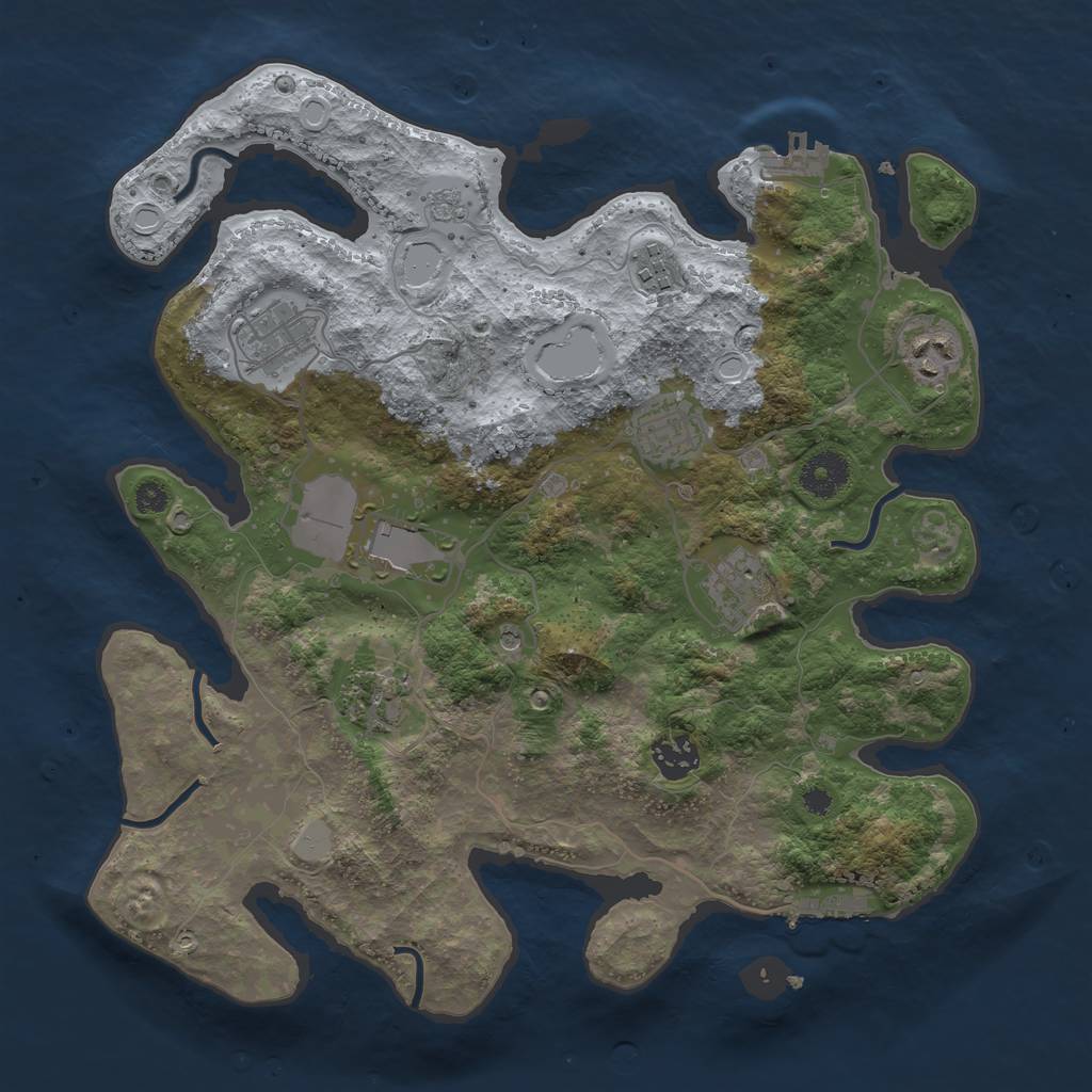 Rust Map: Procedural Map, Size: 3500, Seed: 7269, 17 Monuments