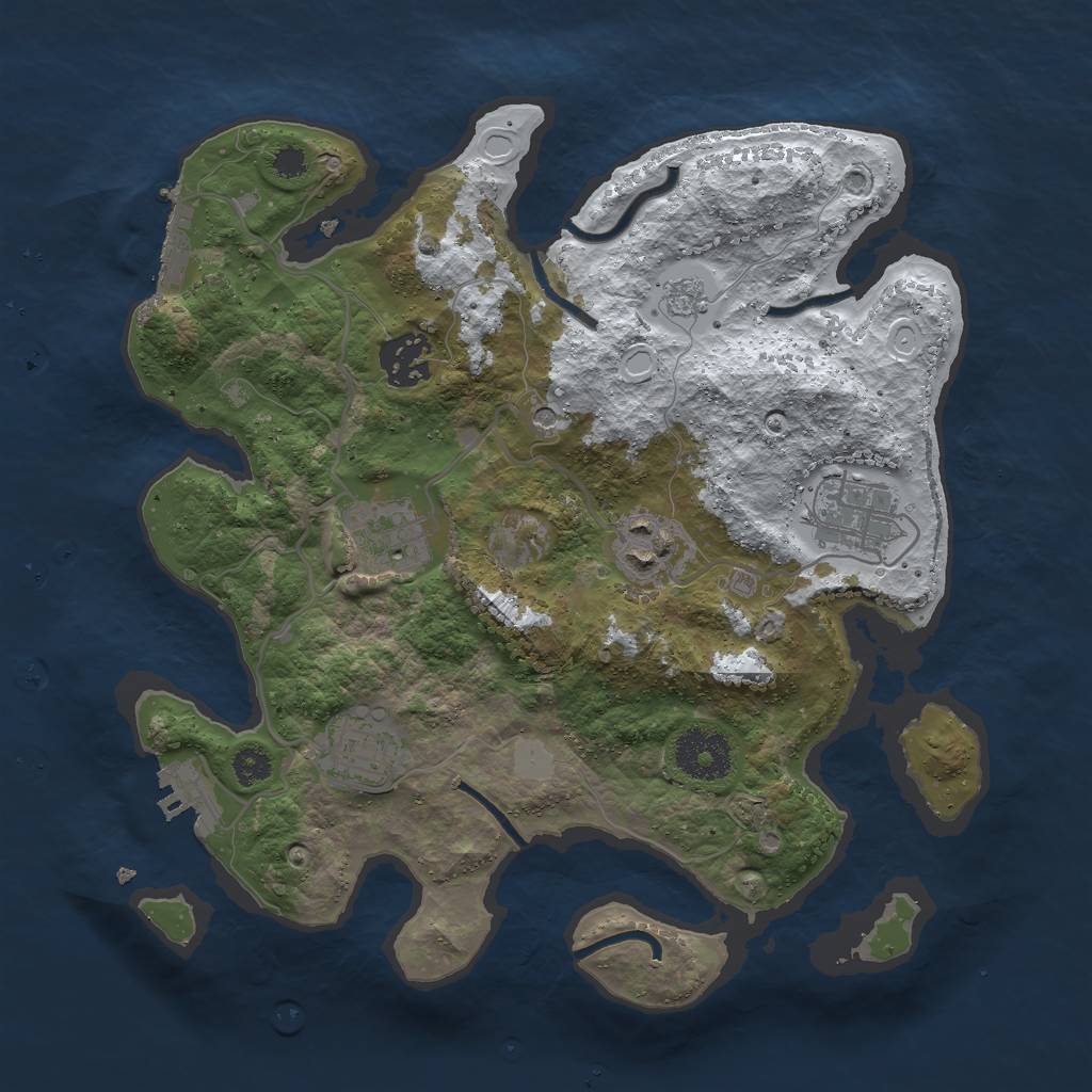 Rust Map: Procedural Map, Size: 3000, Seed: 21332, 14 Monuments