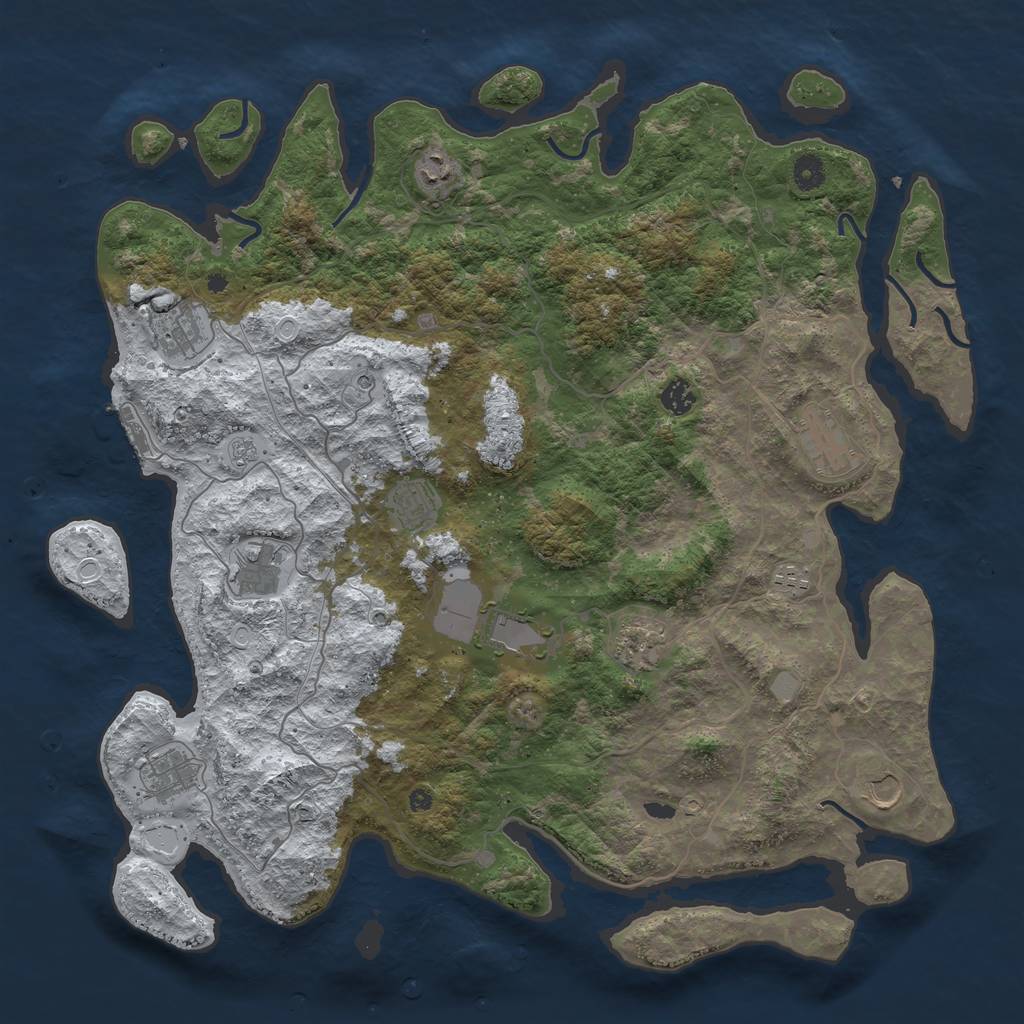 Rust Map: Procedural Map, Size: 4500, Seed: 1360204, 19 Monuments