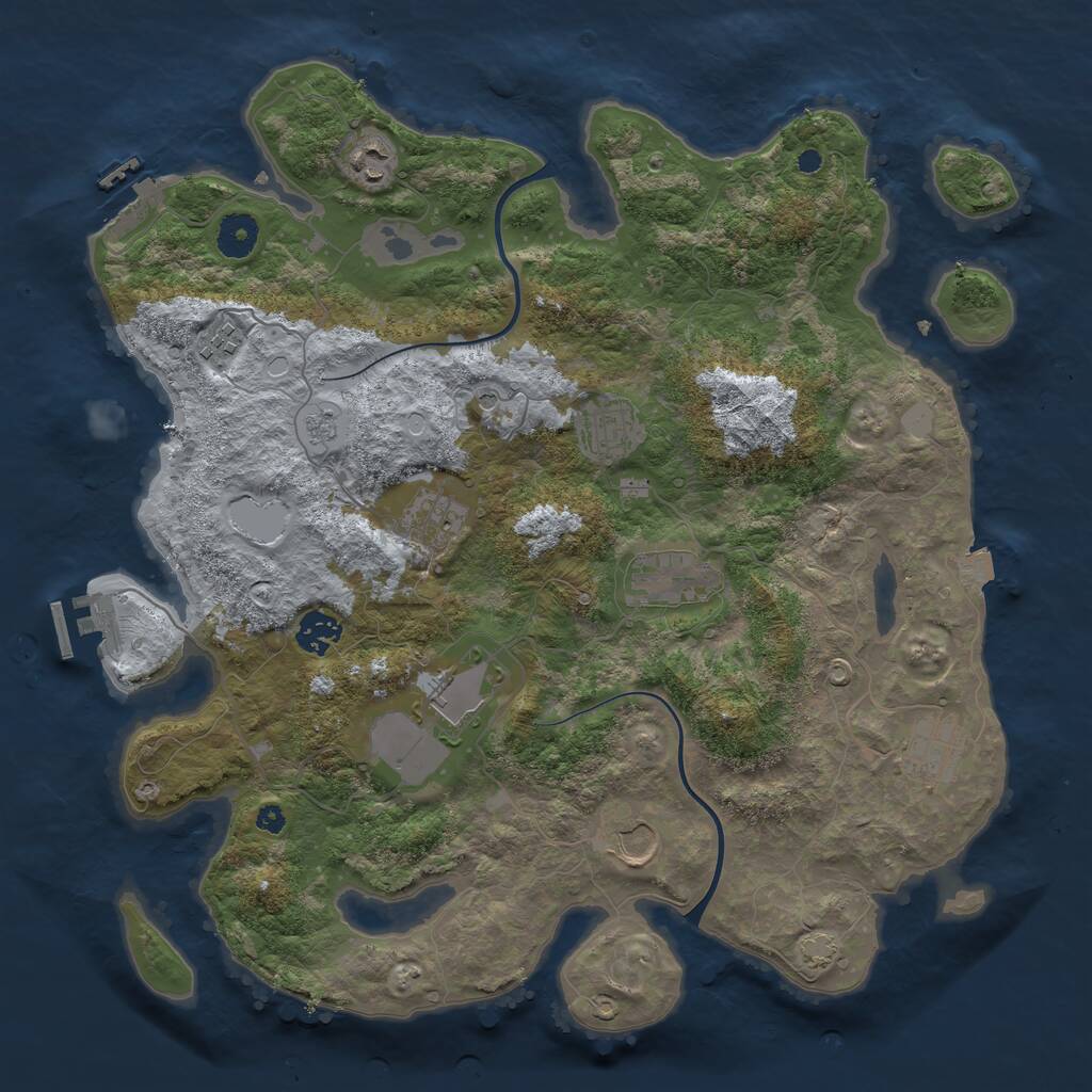 Rust Map: Procedural Map, Size: 3800, Seed: 64507270, 15 Monuments