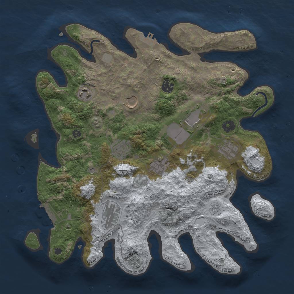 Rust Map: Procedural Map, Size: 3500, Seed: 30906, 18 Monuments