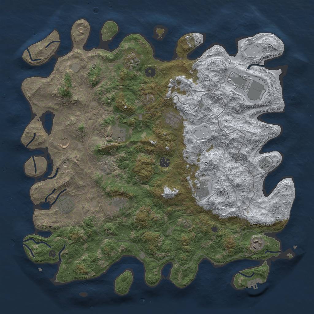 Rust Map: Procedural Map, Size: 4500, Seed: 3484861, 19 Monuments