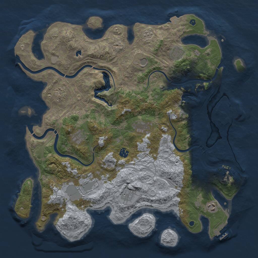Rust Map: Procedural Map, Size: 4250, Seed: 2392442, 16 Monuments