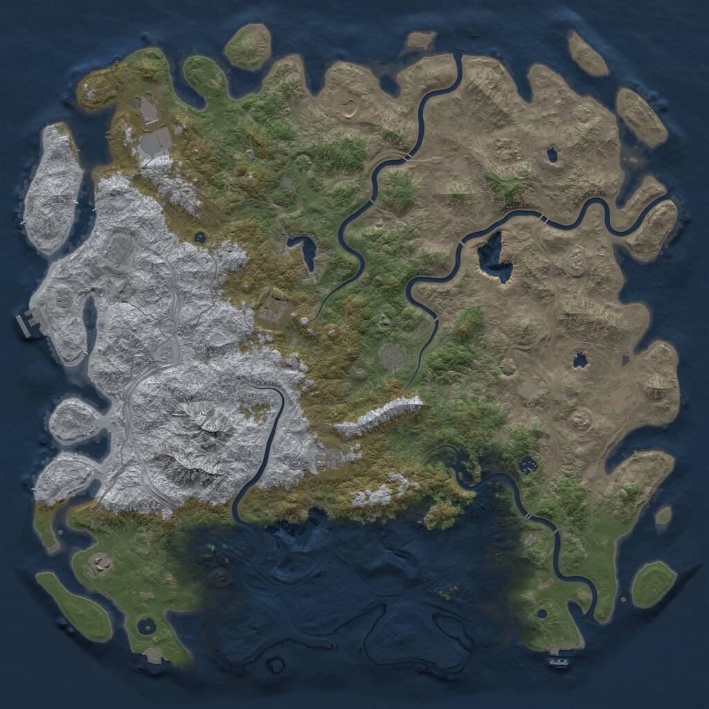 Rust Map: Procedural Map, Size: 6000, Seed: 147280463, 17 Monuments