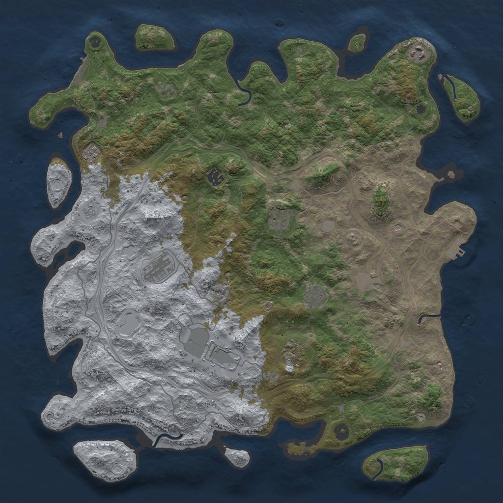 Rust Map: Procedural Map, Size: 4687, Seed: 1055880935, 18 Monuments