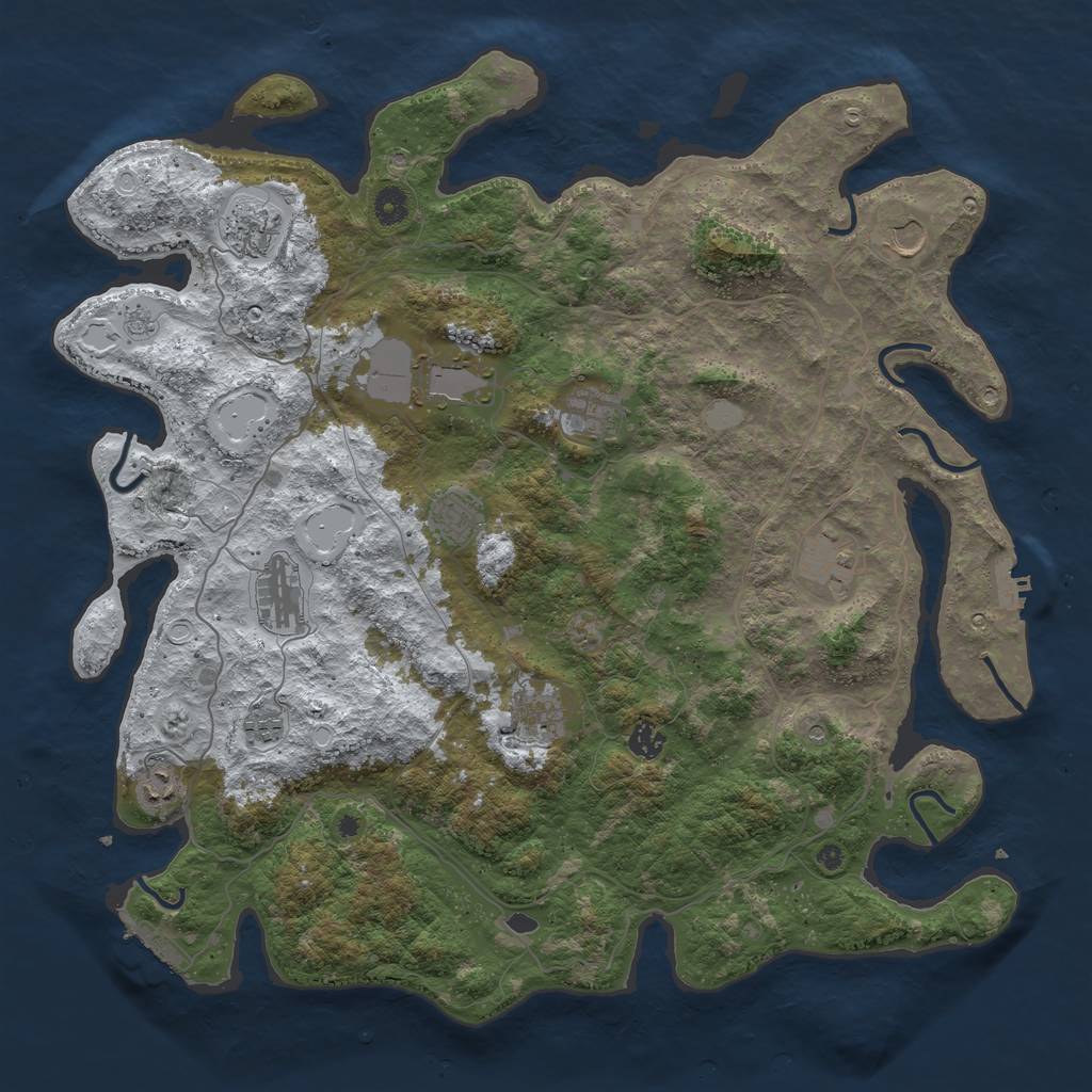 Rust Map: Procedural Map, Size: 4500, Seed: 5387243, 20 Monuments