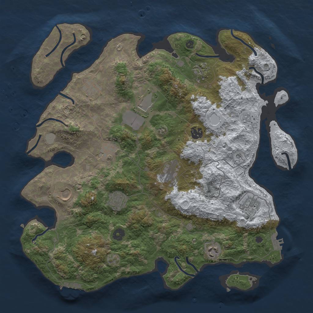 Rust Map: Procedural Map, Size: 3850, Seed: 335661004, 19 Monuments
