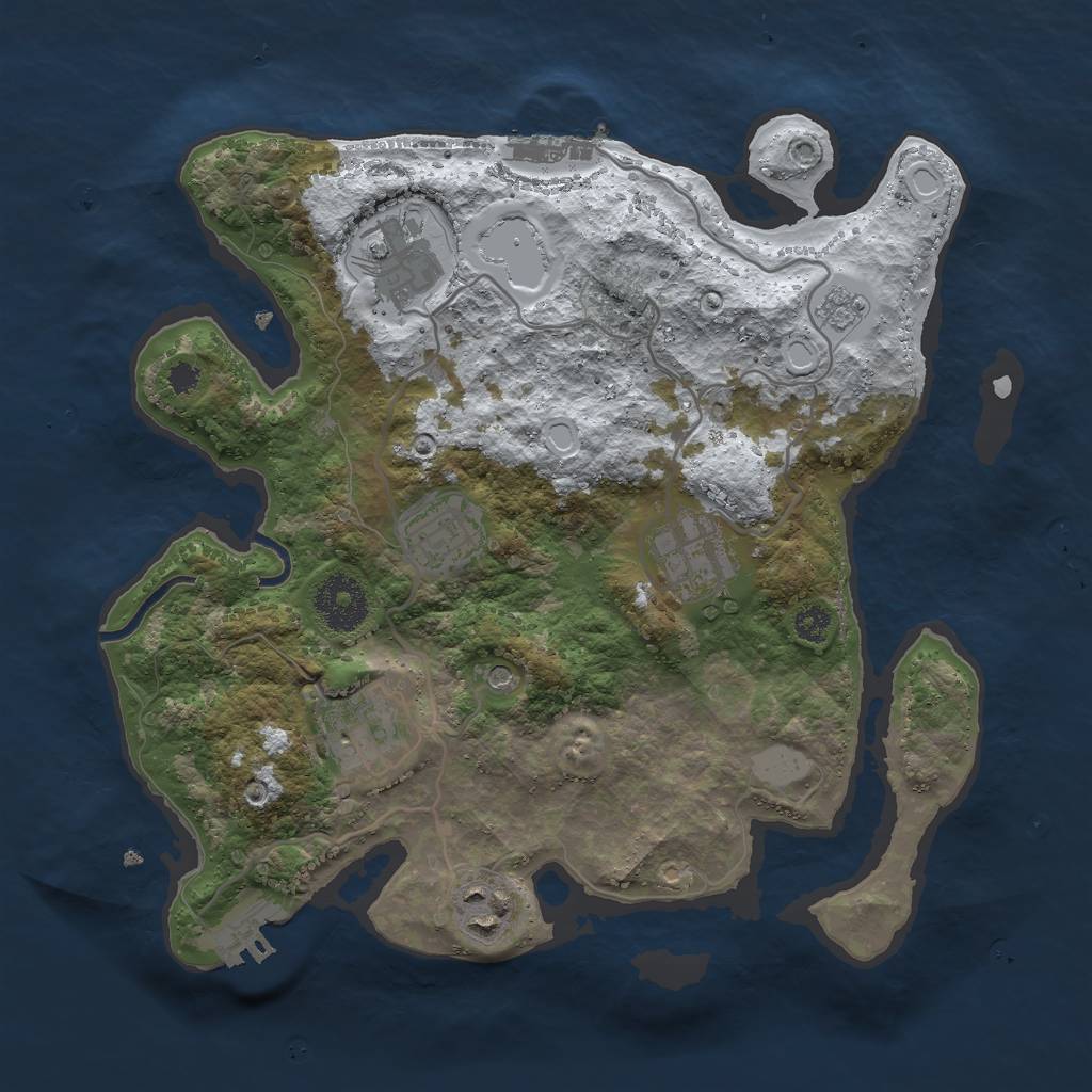 Rust Map: Procedural Map, Size: 3000, Seed: 87474, 14 Monuments