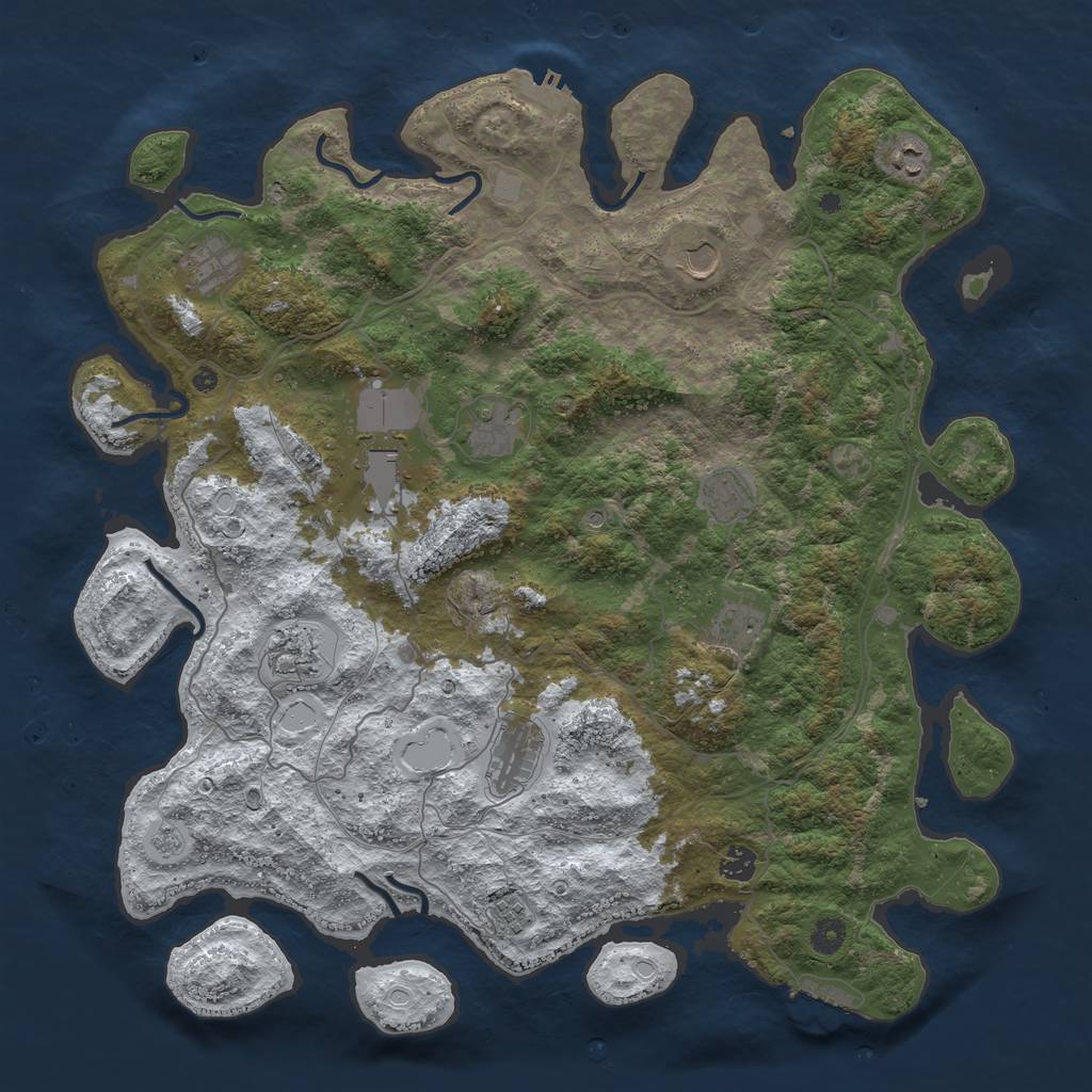 Rust Map: Procedural Map, Size: 4500, Seed: 3381702, 20 Monuments