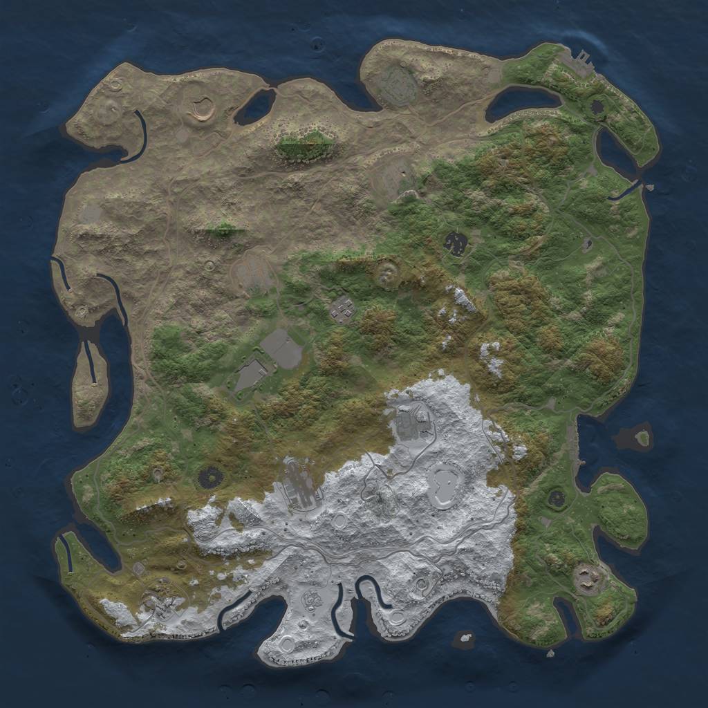 Rust Map: Procedural Map, Size: 4500, Seed: 568504, 20 Monuments