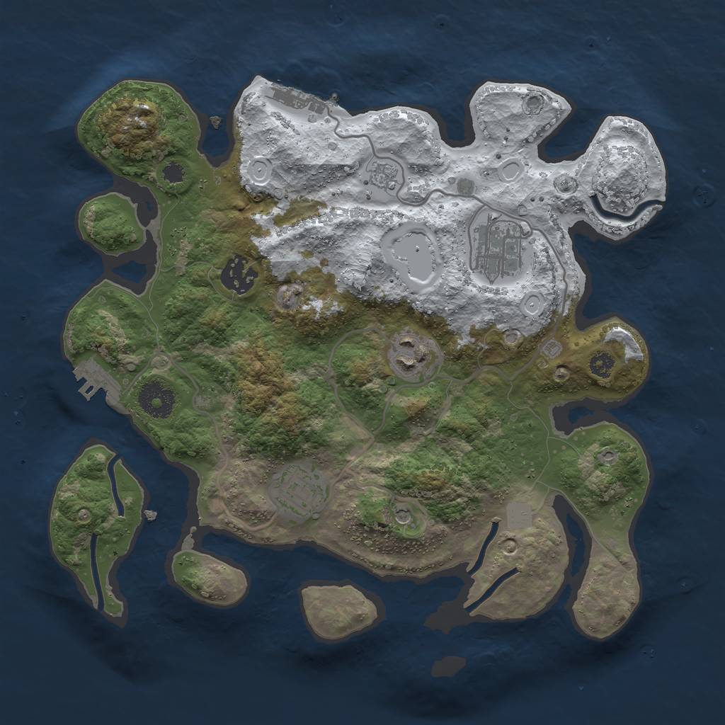 Rust Map: Procedural Map, Size: 3000, Seed: 1047834593, 13 Monuments
