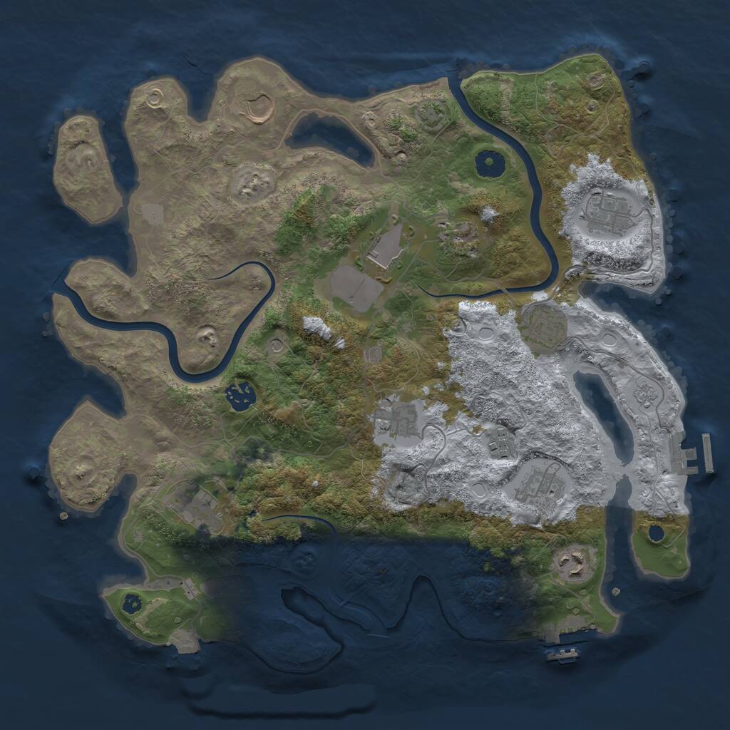 Rust Map: Procedural Map, Size: 3750, Seed: 797194941, 17 Monuments