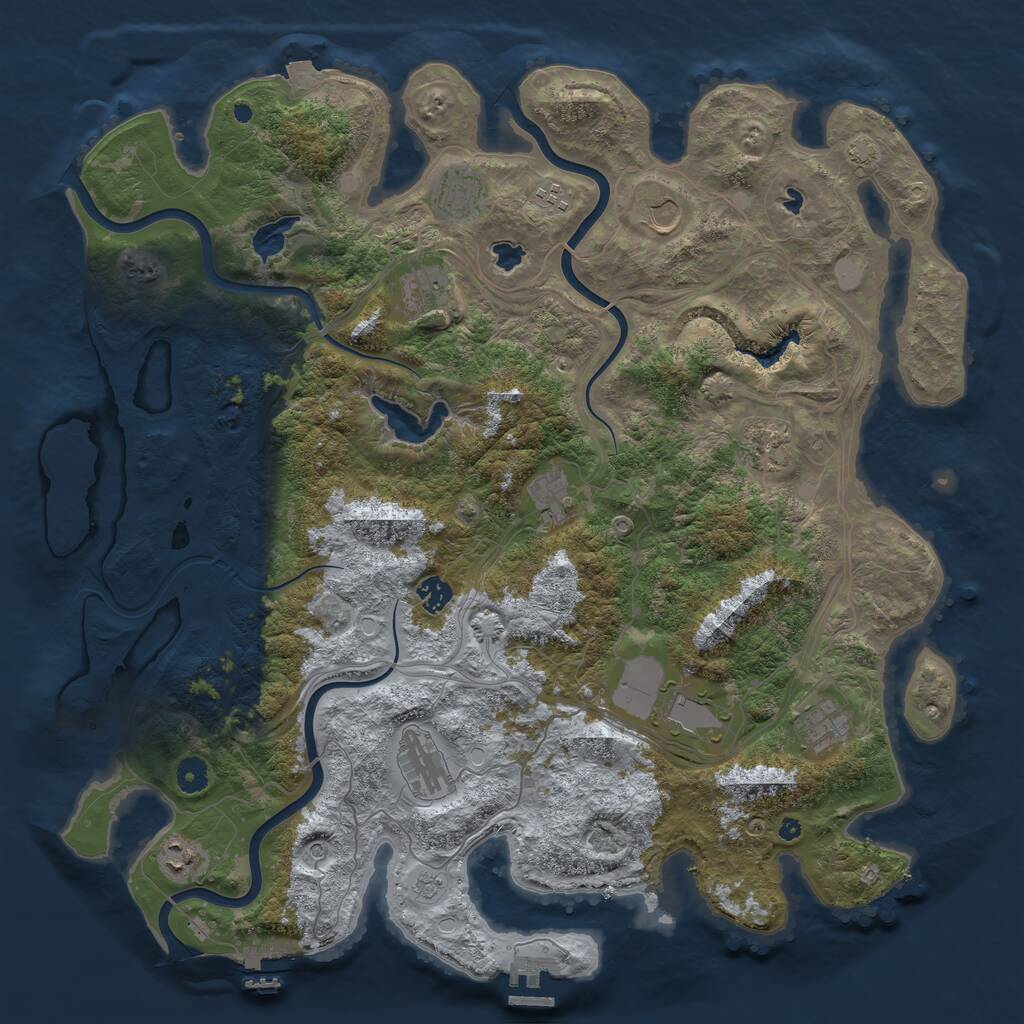 Rust Map: Procedural Map, Size: 4500, Seed: 4014723, 17 Monuments