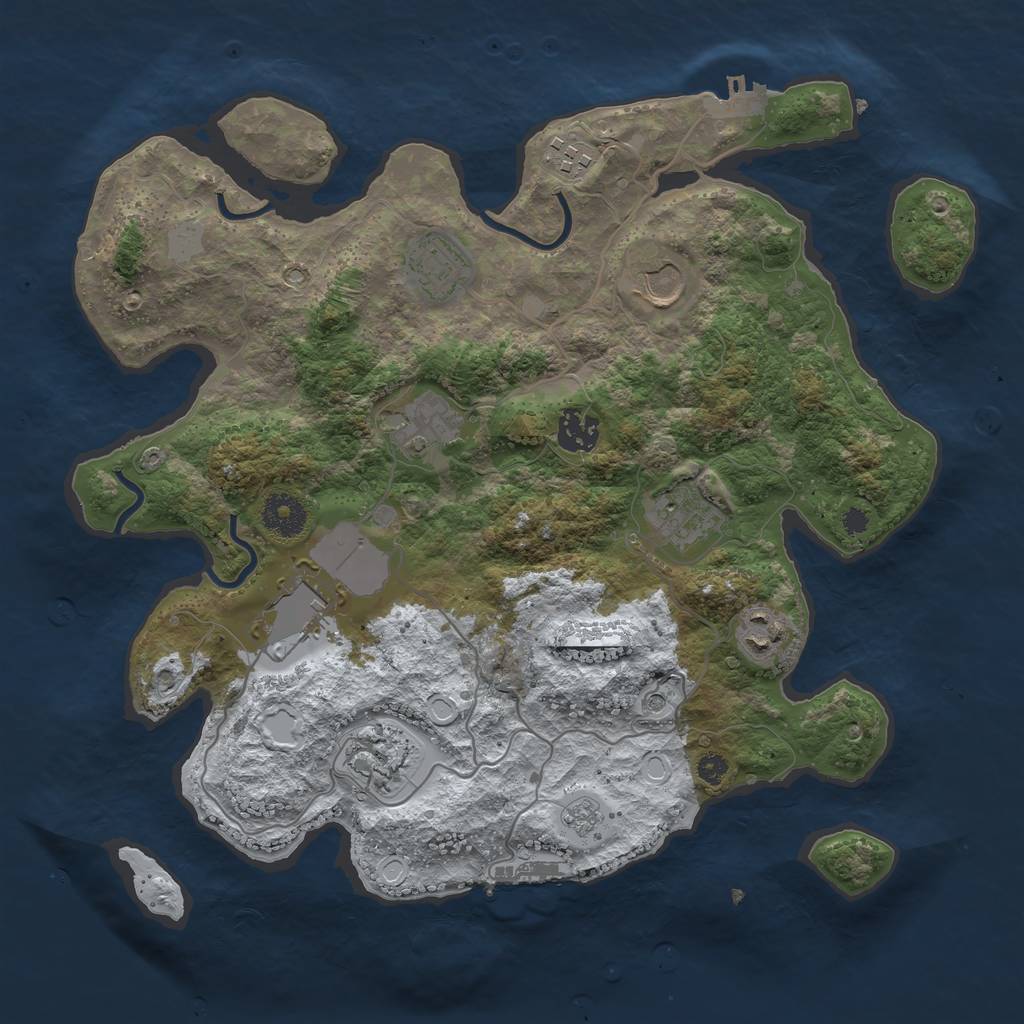 Rust Map: Procedural Map, Size: 3500, Seed: 1811623532, 18 Monuments