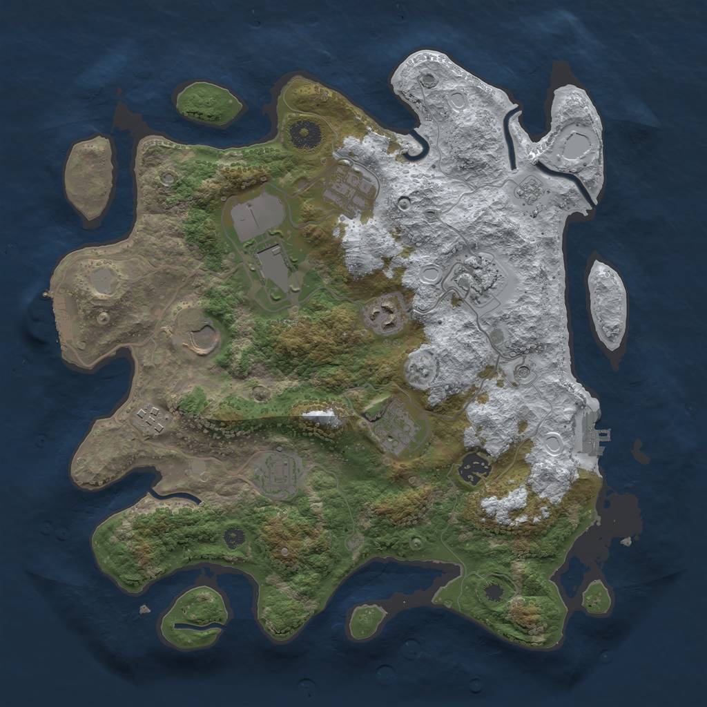 Rust Map: Procedural Map, Size: 3500, Seed: 844999101, 18 Monuments