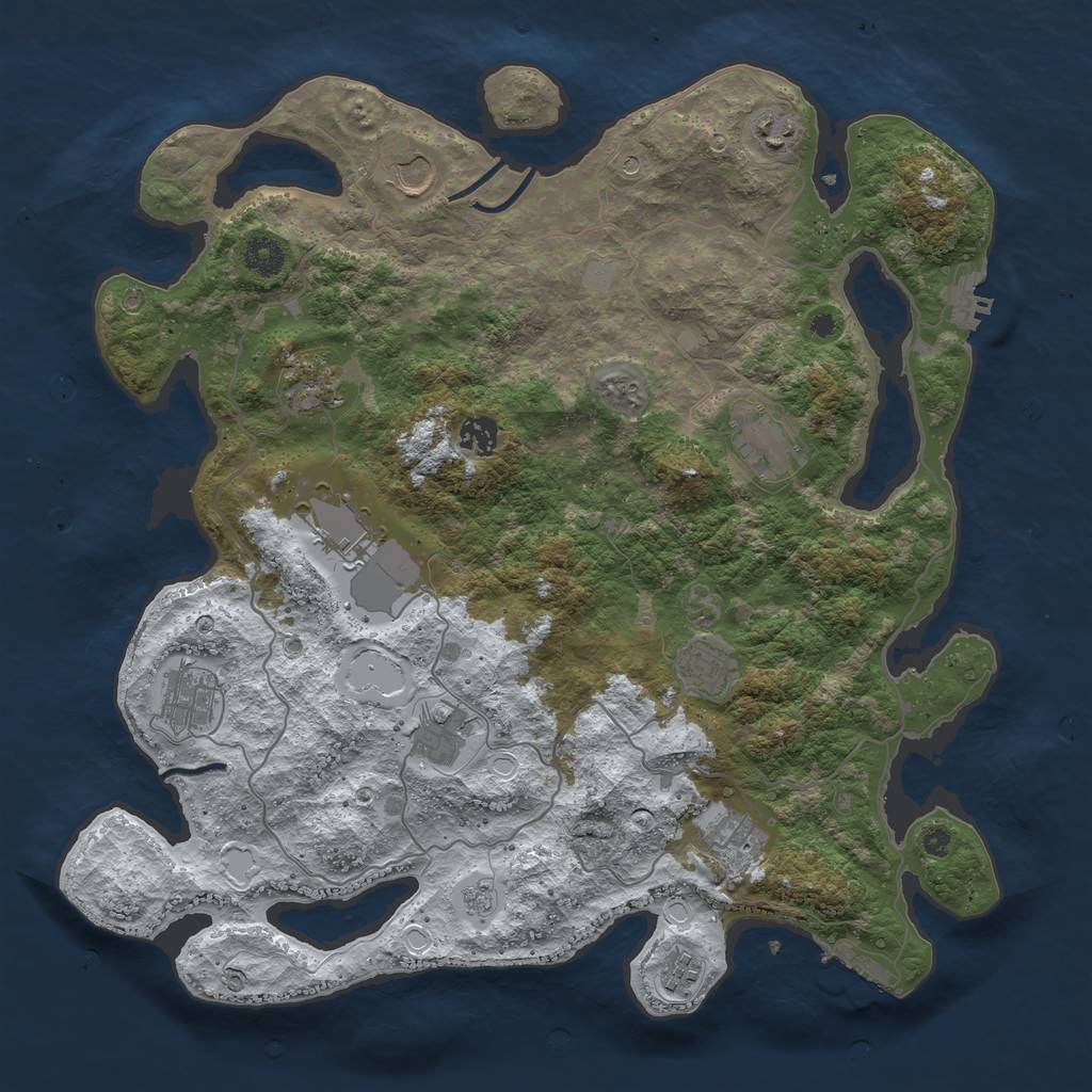 Rust Map: Procedural Map, Size: 4050, Seed: 421836312, 20 Monuments