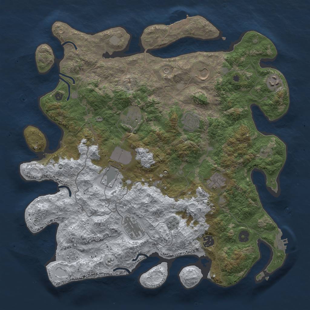 Rust Map: Procedural Map, Size: 4000, Seed: 498710836, 18 Monuments