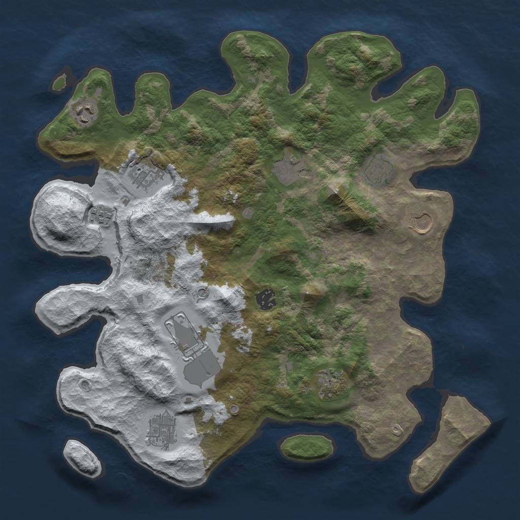 Rust Map: Barren, Size: 3800, Seed: 545465, 13 Monuments