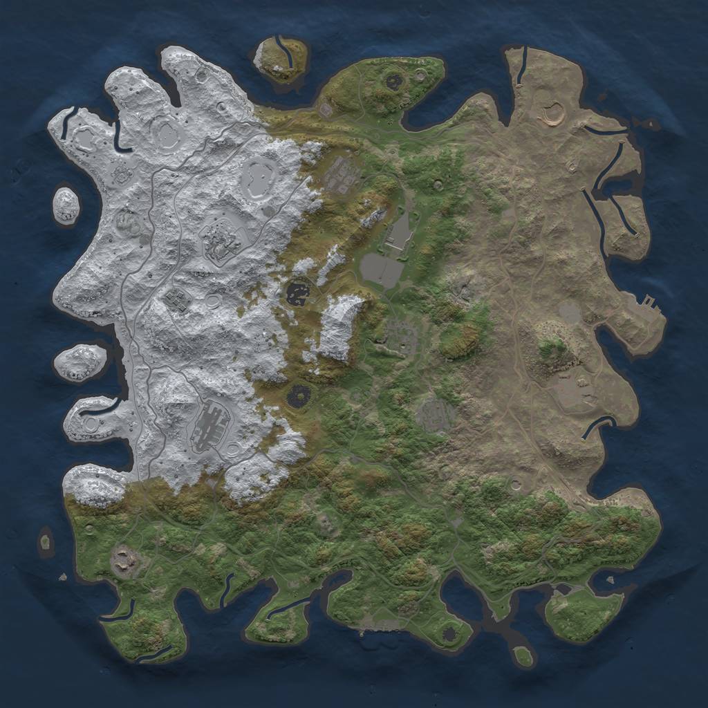 Rust Map: Procedural Map, Size: 4500, Seed: 3328668, 20 Monuments