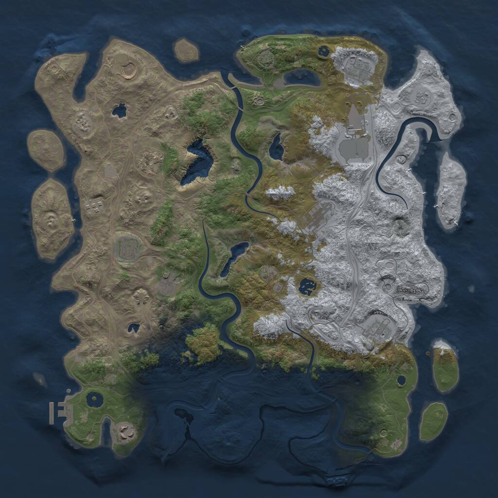 Rust Map: Procedural Map, Size: 4500, Seed: 51135, 17 Monuments
