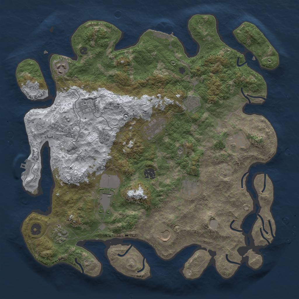 Rust Map: Procedural Map, Size: 3950, Seed: 1910696737, 20 Monuments