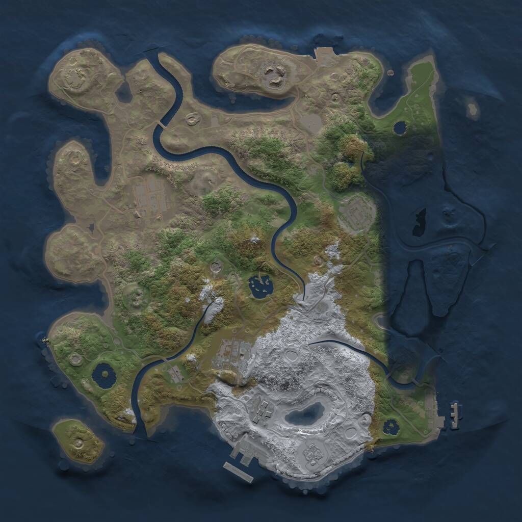 Rust Map: Procedural Map, Size: 3250, Seed: 1989277, 12 Monuments