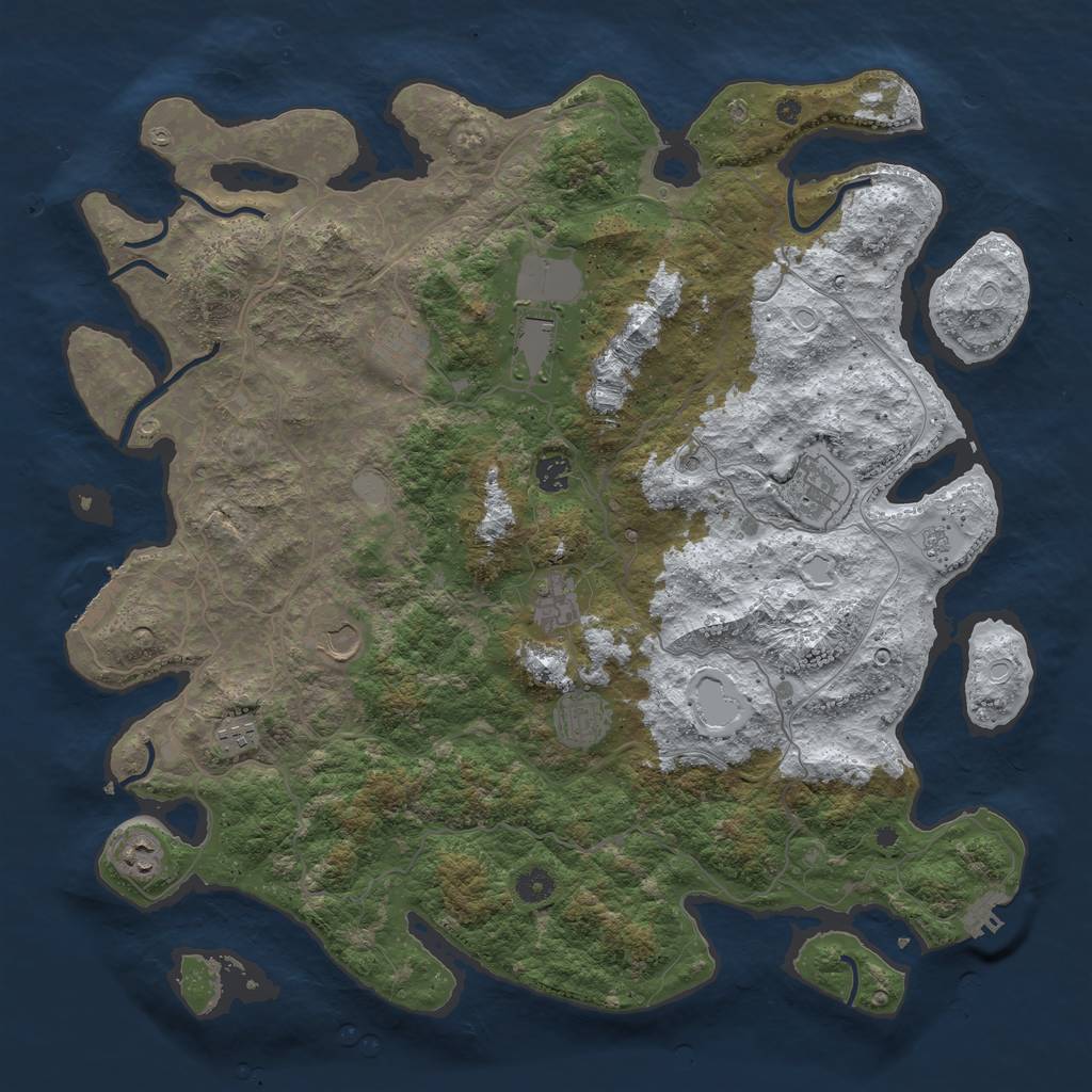 Rust Map: Procedural Map, Size: 4500, Seed: 4157364, 18 Monuments