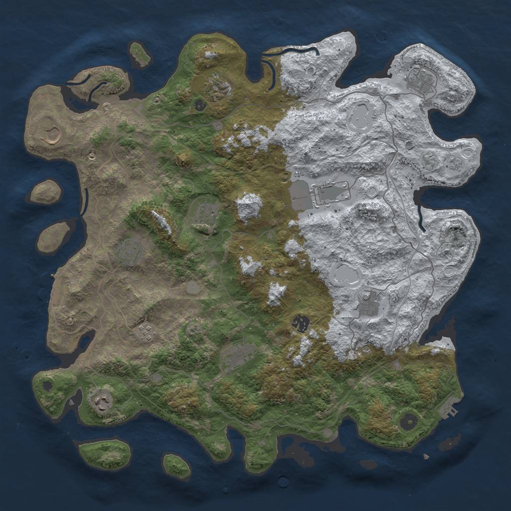 Rust Map: Procedural Map, Size: 4500, Seed: 5186714, 20 Monuments