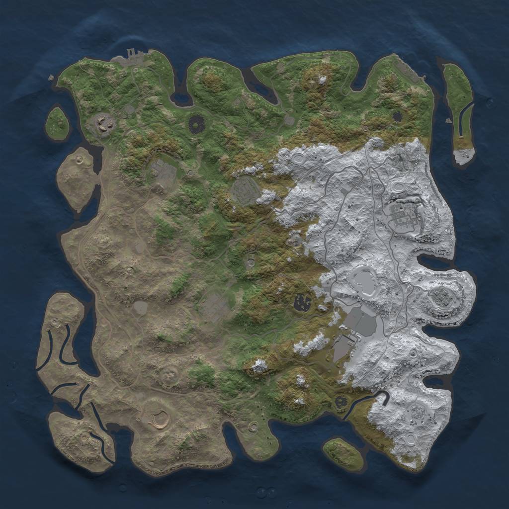 Rust Map: Procedural Map, Size: 4250, Seed: 1107355991, 18 Monuments