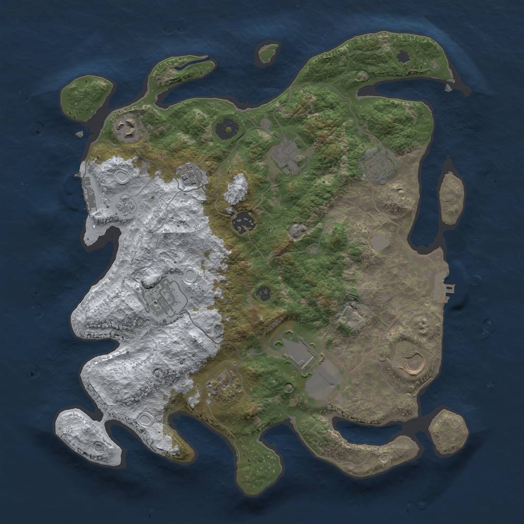 Rust Map: Procedural Map, Size: 3600, Seed: 452244, 17 Monuments