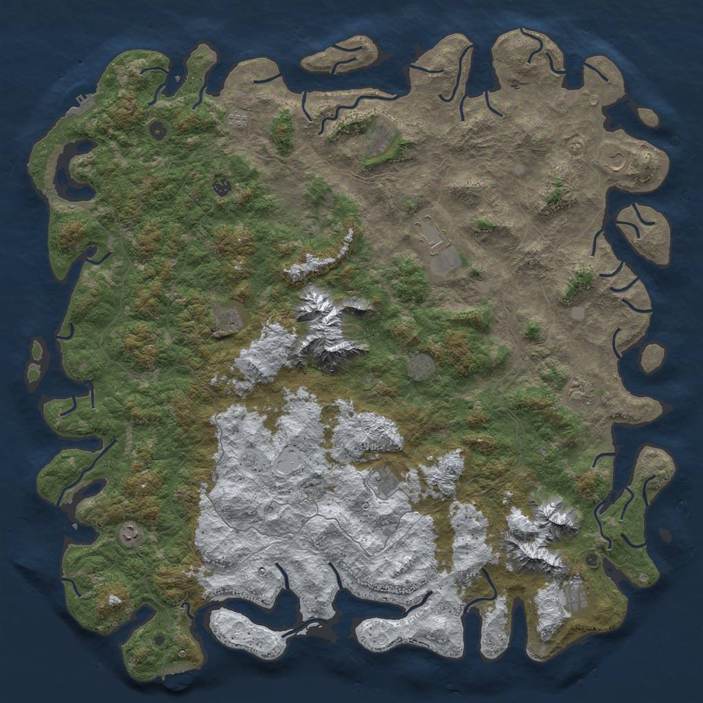 Rust Map: Procedural Map, Size: 6000, Seed: 51959523, 20 Monuments