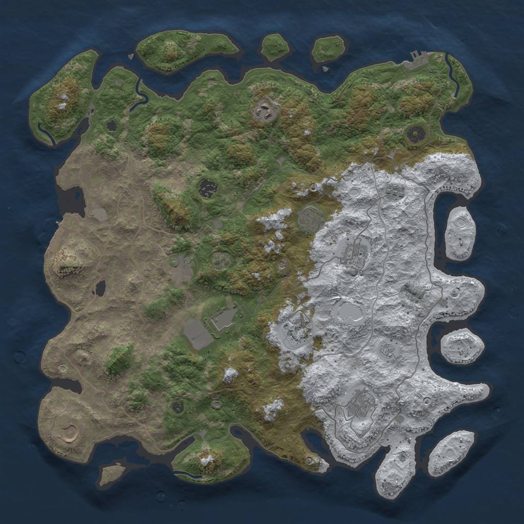 Rust Map: Procedural Map, Size: 4500, Seed: 5451376, 19 Monuments