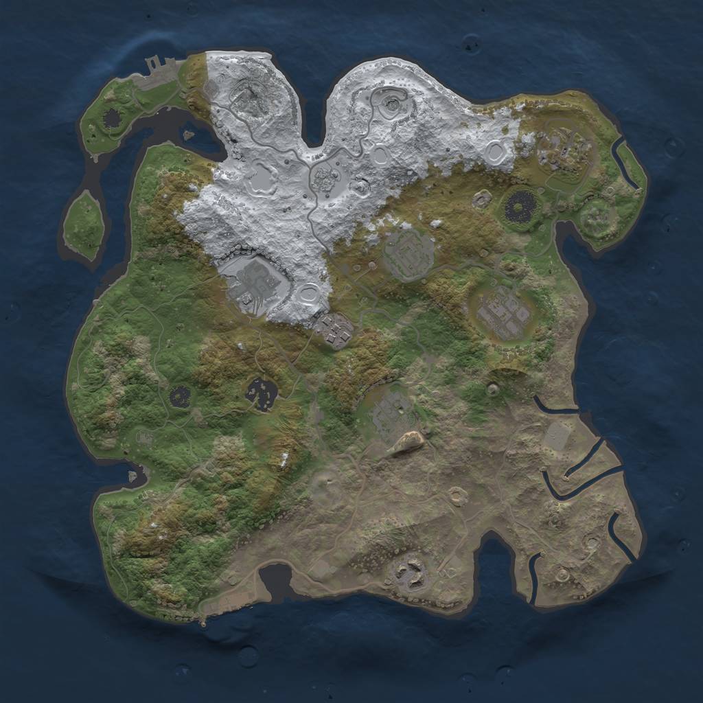 Rust Map: Procedural Map, Size: 3300, Seed: 9086907, 17 Monuments