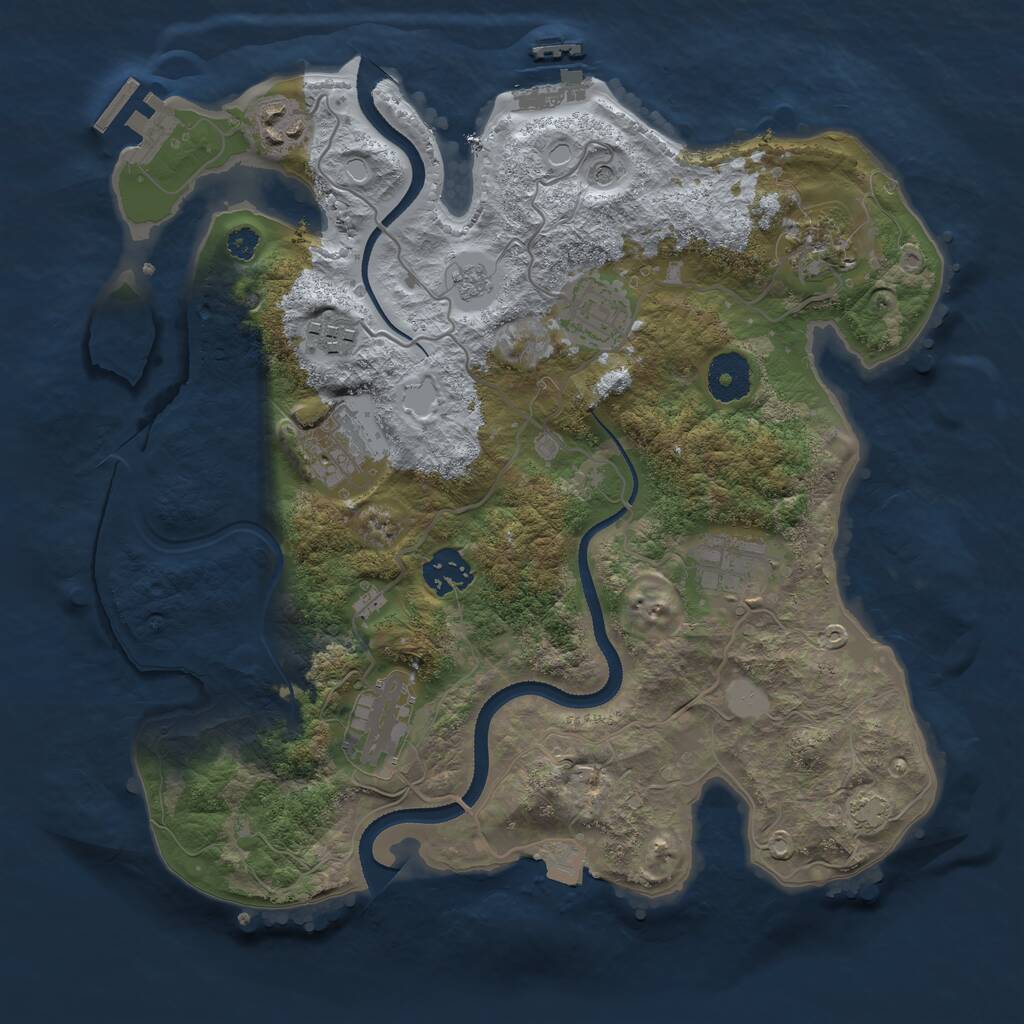 Rust Map: Procedural Map, Size: 3300, Seed: 9086907, 14 Monuments