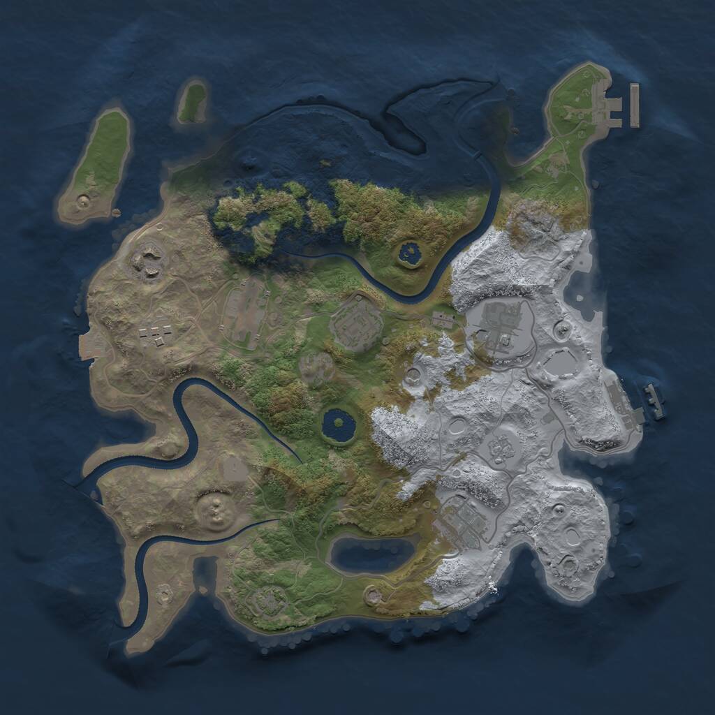 Rust Map: Procedural Map, Size: 3250, Seed: 3428889, 12 Monuments