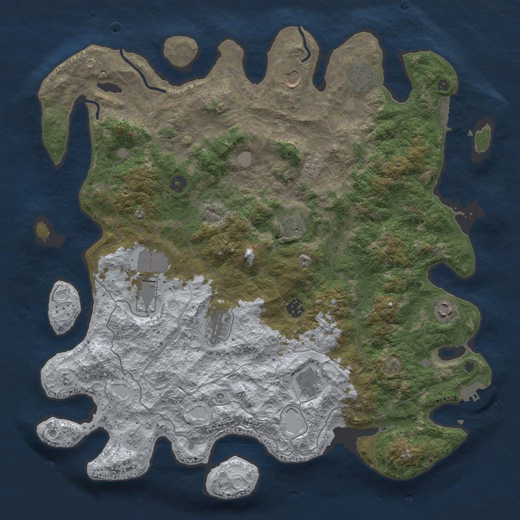 Rust Map: Procedural Map, Size: 4500, Seed: 242412, 18 Monuments