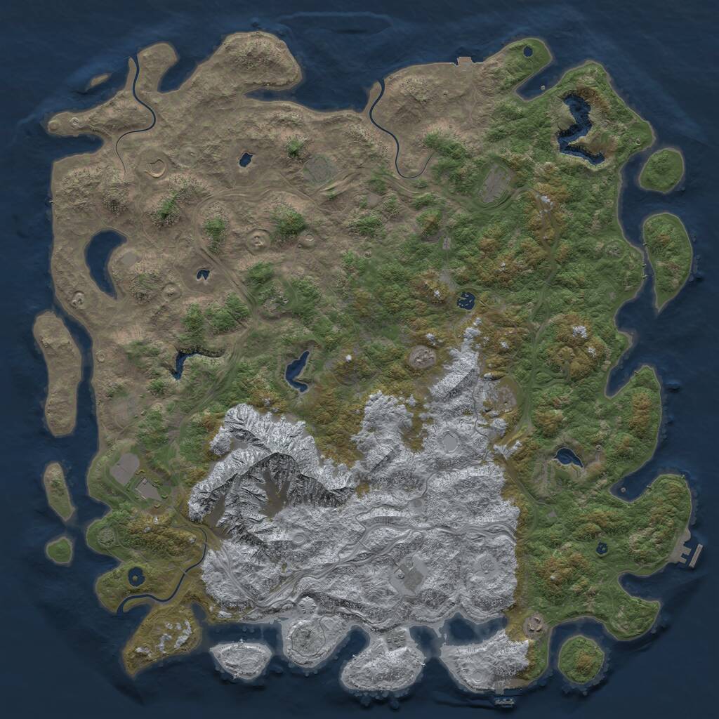 Rust Map: Procedural Map, Size: 6000, Seed: 57315965, 17 Monuments