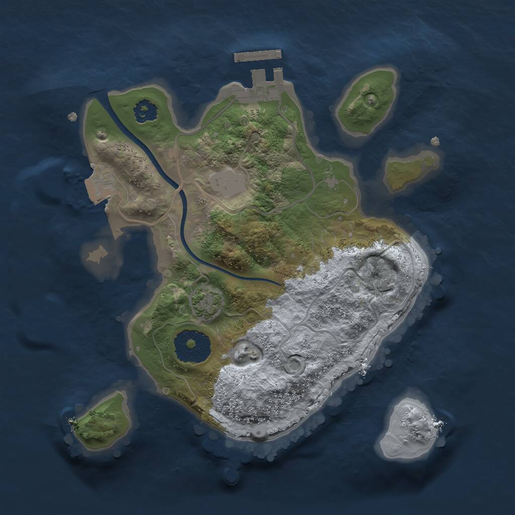 Rust Map: Procedural Map, Size: 2200, Seed: 727, 3 Monuments