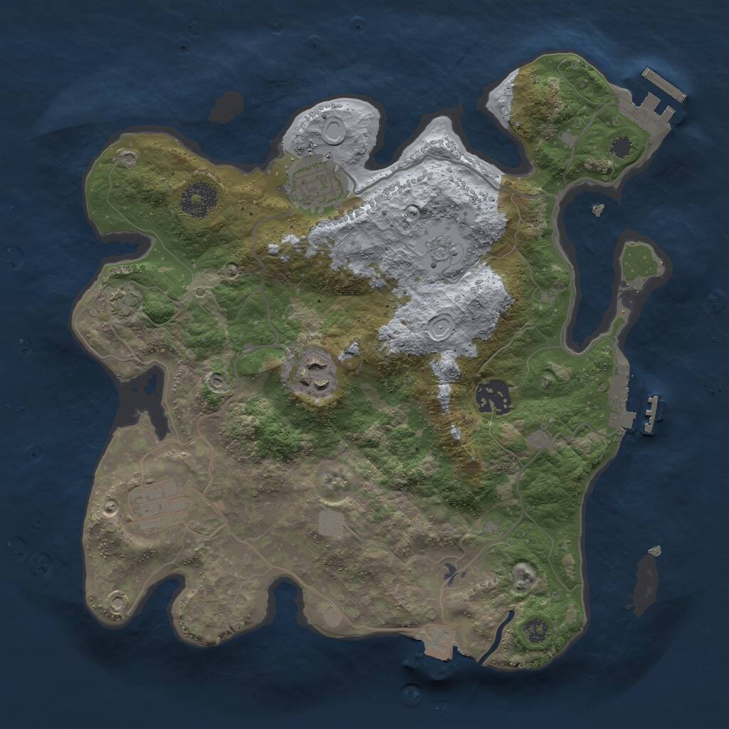 Rust Map: Procedural Map, Size: 3000, Seed: 983835642, 9 Monuments