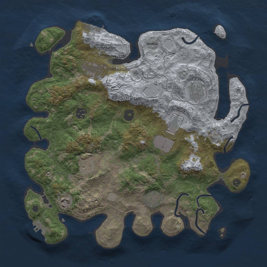 Rust Map: Procedural Map, Size: 3600, Seed: 2513486, 16 Monuments