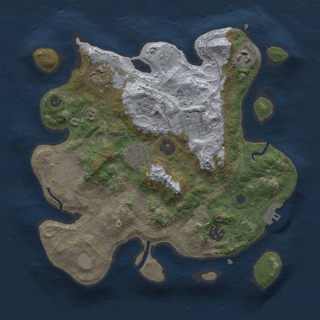 Rust Map: Procedural Map, Size: 3000, Seed: 19373, 14 Monuments