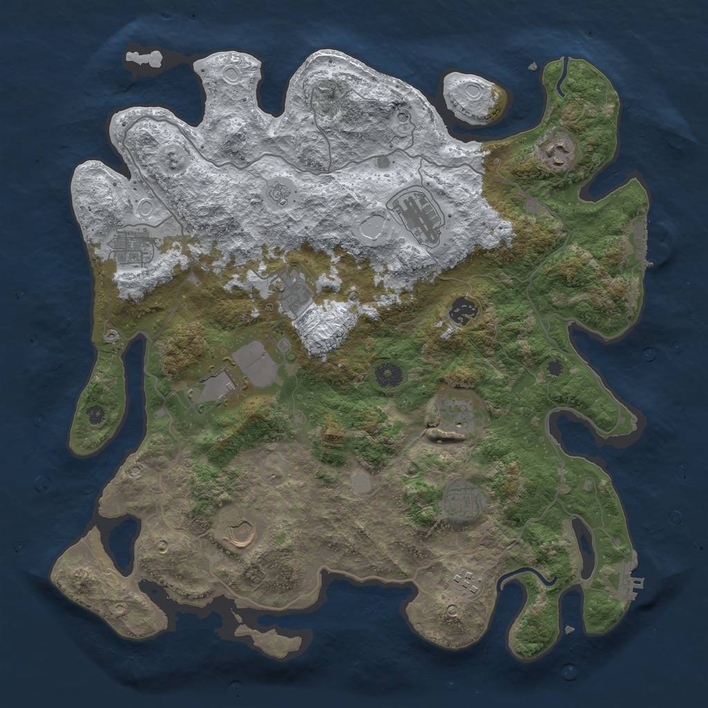 Rust Map: Procedural Map, Size: 4000, Seed: 1285655785, 19 Monuments