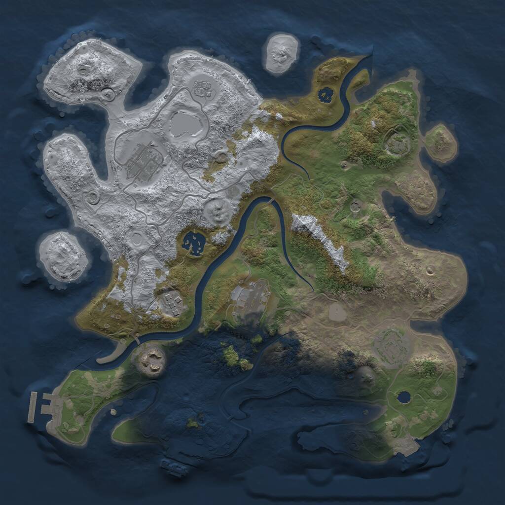 Rust Map: Procedural Map, Size: 3250, Seed: 2689390, 12 Monuments