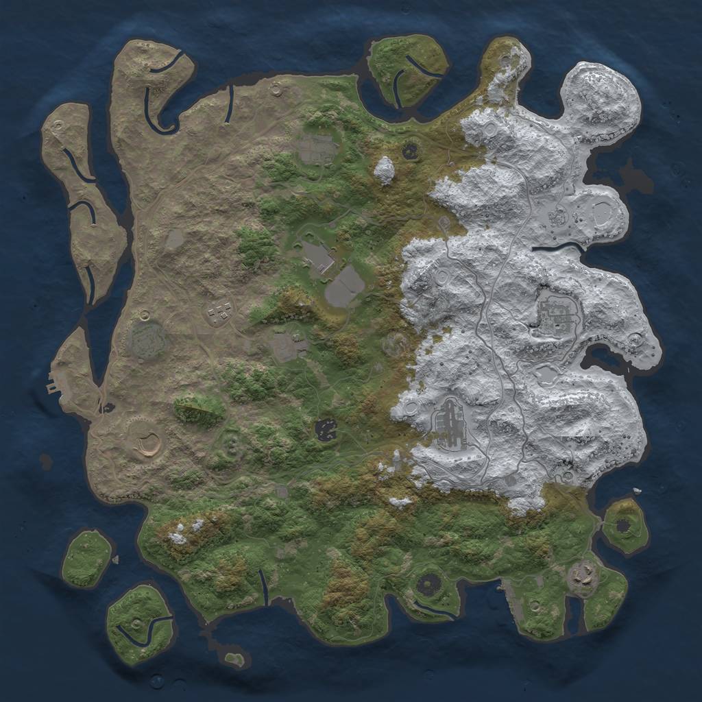 Rust Map: Procedural Map, Size: 4500, Seed: 2725000, 19 Monuments